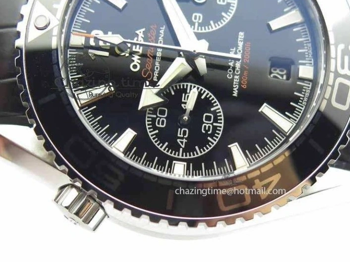 0217 Tailored Planet Ocean Master Chronometer SS OM 1:1 Best Edition Black Dial On Leather Strap A 8173